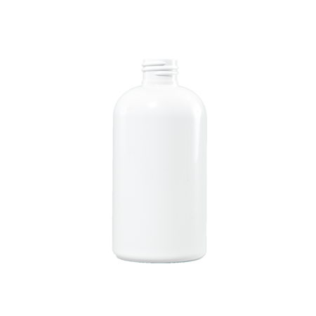 8 oz White PET Plastic Boston Round Bottle, 24-410
