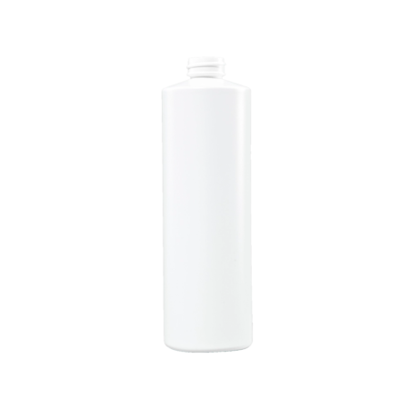 16 oz White HDPE Plastic Cylinder Bottle, 28-400 Neck